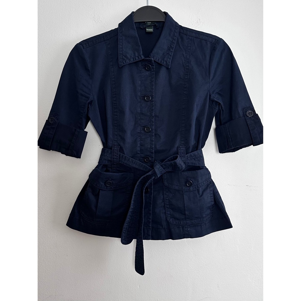 J.Crew Stretch Cotton Safari Belted Peplum Utility Top Size 0 Equestrian VTG Y2K